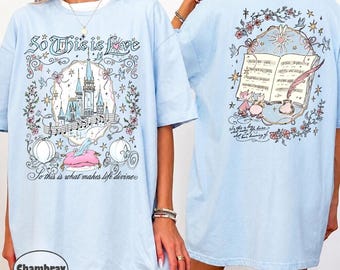 Camiseta de Cenicienta "Así que esto es amor", camiseta del Castillo de las Princesas de Disneyland, top de vacaciones en Magic Kingdom, camiseta con estampado de la zapatilla de cristal.