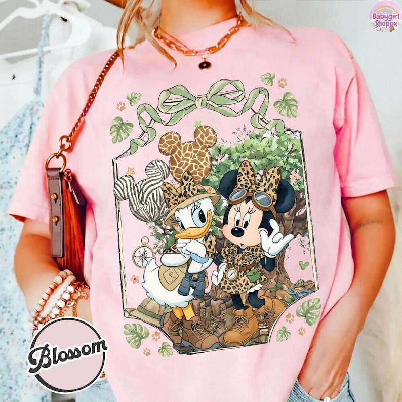 Retro Comfort Colors Minnie Daisy Animal Kingdom Shirt, Coquette Tree of Life Leopard Balloon Shirt,Disneyworld Family Matching Vacation Tee Bild 3