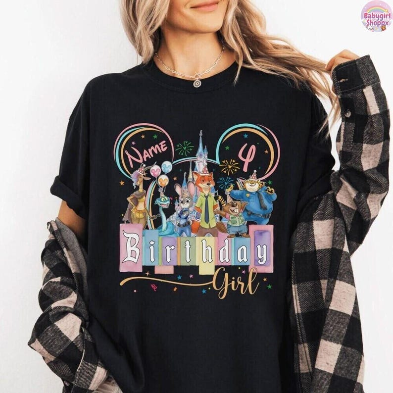 Personalized Name Age Zootopia 2 Birthday Shirt, Disneyland Judy Hopps Nick Wilde Gary De'Snake Birthday Present Gift, Disneyland Family Tee immagine 2