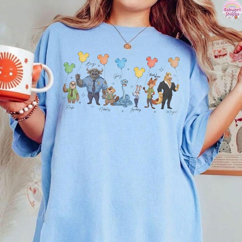 Disneyland Zootopia 2 Signatures Shirt Judy Hopps Nick Gary Nibbles Bogo Shirt Zootopia Mickey Balloons Tee Disneyland Family Matching Shirt image 7