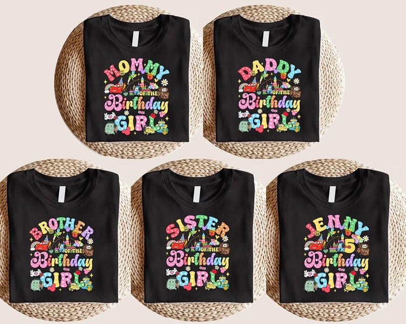 Personalized Name Pixar Cars Birthday T-Shirt, Custom Disney MC Queen Tow Mater Sally Birthday Present Gift, Disneyland Family Trip Shirt image 2