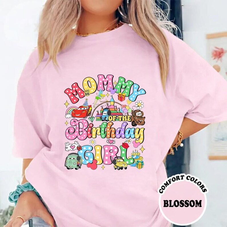Personalized Name Pixar Cars Birthday T-Shirt, Custom Disney MC Queen Tow Mater Sally Birthday Present Gift, Disneyland Family Trip Shirt image 3