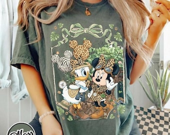 Retro Comfort Colors Minnie Daisy Animal Kingdom Shirt, Coquette Tree of Life Leopard Balloon Shirt,Disneyworld Family Matching Vacation Tee