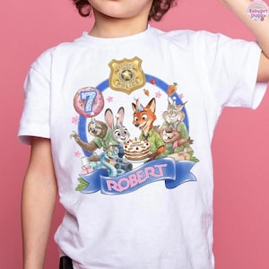 T-shirt personnalisé anniversaire Zootopie 2 personnages, chemise assortie Disneyland famille, chemise Flash Zootropolis Judy Hopps Nick Gary Nibbles image 4