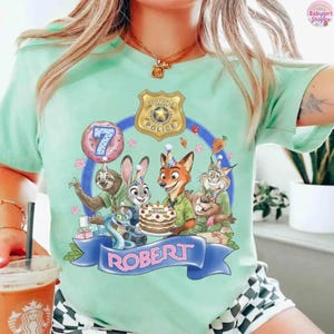 T-shirt personnalisé anniversaire Zootopie 2 personnages, chemise assortie Disneyland famille, chemise Flash Zootropolis Judy Hopps Nick Gary Nibbles image 5