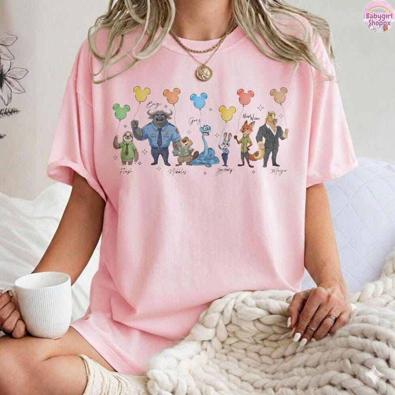 Disneyland Zootopia 2 Signatures Shirt Judy Hopps Nick Gary Nibbles Bogo Shirt Zootopia Mickey Balloons Tee Disneyland Family Matching Shirt image 4
