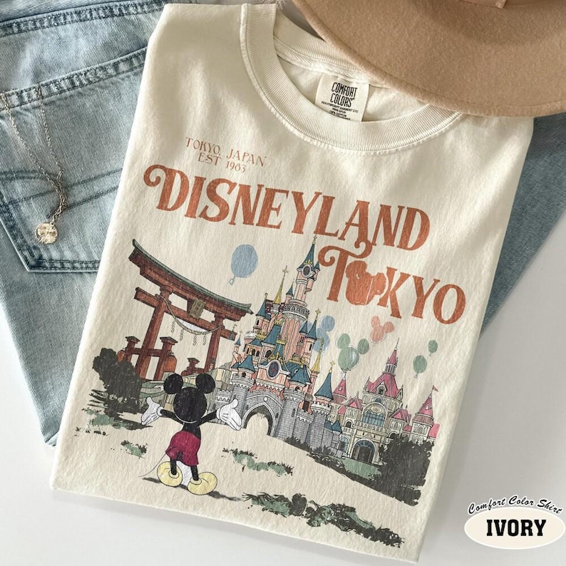 Tokyo Disneyland Mickey Vintage Comfort Colors Shirt, Happiest Place on Earth Tee, DisneySea Vacation Shirt, Japan Trip Outfit image 1