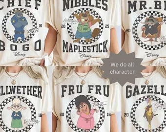 Zootopia Checkerboard Shirt, Judy Hopps Nick Gary Nibbles Bogo Shirt, Zootopia Mickey Balloons Tee, Disneyland Family Matching Tee