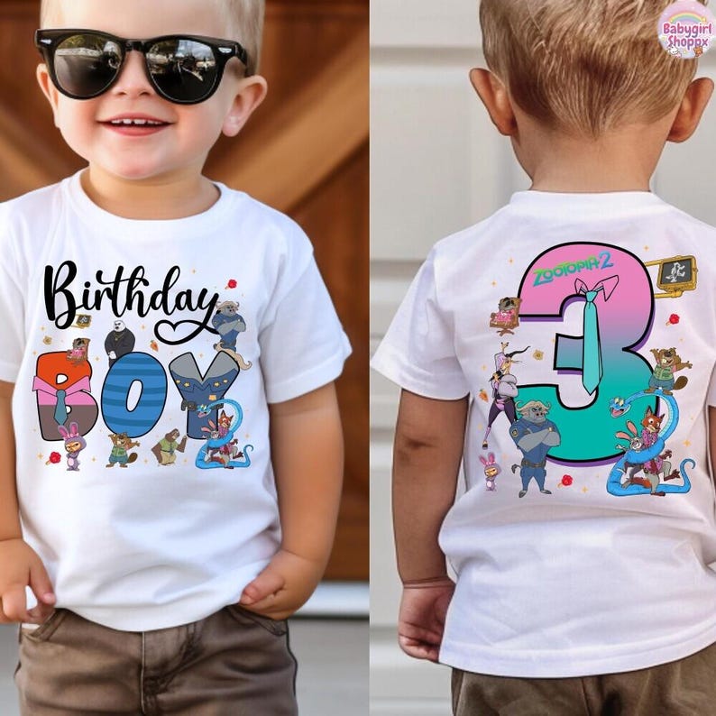 Disneyland Zootopia Birthday Shirt Custom Birthday Tshirt, Zootopia Family Matching Birthday Party Shirt, Birthday Boy Tee Birthday Girl Tee image 1