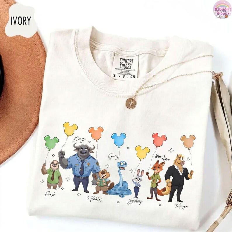 Disneyland Zootopia 2 Signatures Shirt Judy Hopps Nick Gary Nibbles Bogo Shirt Zootopia Mickey Balloons Tee Disneyland Family Matching Shirt image 1