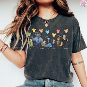 Disneyland Zootopia 2 Signatures Shirt Judy Hopps Nick Gary Nibbles Bogo Shirt Zootopia Mickey Balloons Tee Disneyland Family Matching Shirt image 8