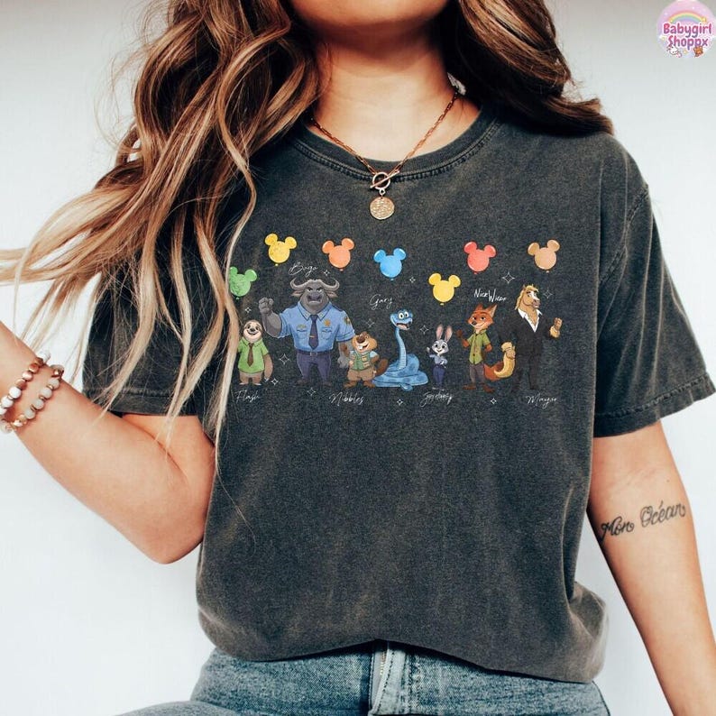Disneyland Zootopia 2 Signatures Shirt Judy Hopps Nick Gary Nibbles Bogo Shirt Zootopia Mickey Balloons Tee Disneyland Family Matching Shirt image 8