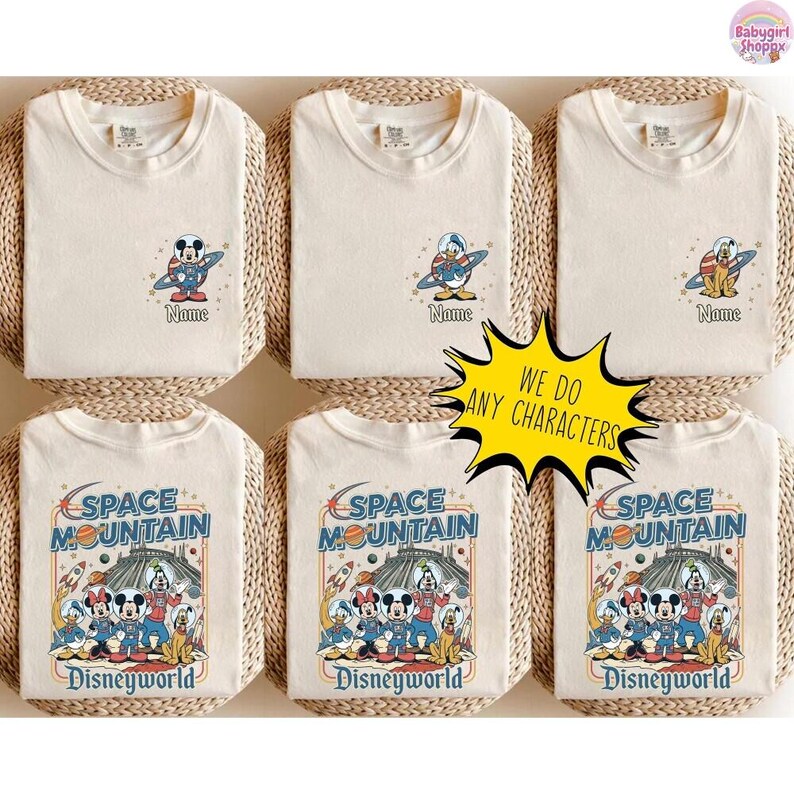 Personalized Retro DisneySpace Mountain Shirt, Mickey & Friends Space Mountain Tee, Disneyland Family Trip, Family Matching Tee image 2