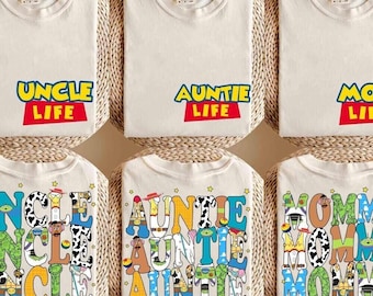 Two-Sided Toy Story Mom Dad Life Comfort Colors Shirt, Funny Disneyland Auntie Life Shirt, Gift For Aunt, Gift For Uncle, Jessie Woody Buzz