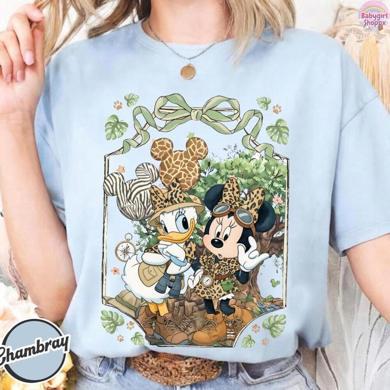 Retro Comfort Colors Minnie Daisy Animal Kingdom Shirt, Coquette Tree of Life Leopard Balloon Shirt,Disneyworld Family Matching Vacation Tee Bild 5