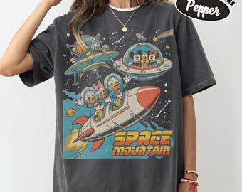 Vintage 90s Space Mountain Mickey And Friends Shirts, Tomorrowland Magic Kingdom Tee, WDW Disneyland Family Vacation Trip, DisneyWorld Gift