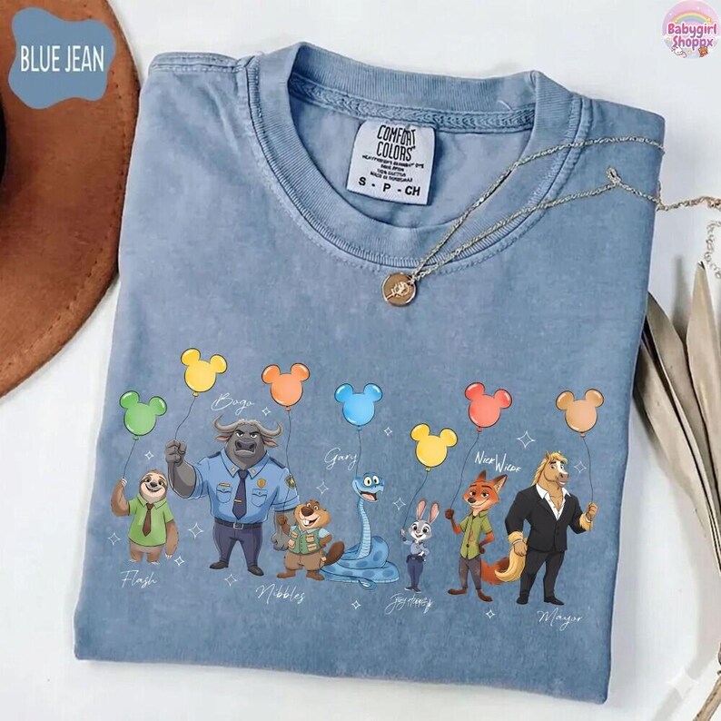 Disneyland Zootopia 2 Signatures Shirt Judy Hopps Nick Gary Nibbles Bogo Shirt Zootopia Mickey Balloons Tee Disneyland Family Matching Shirt image 2