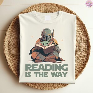 StarWars Shirt, Vintage StarWars Sweatshirt, Reading Is The Way Shirt, Starwars Disneyland Shirt, Mandalorian T-shirt, Yoda Shirt image 3