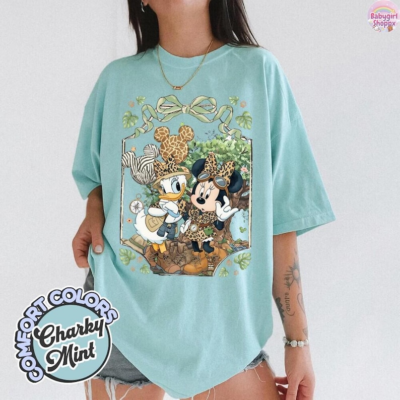 Retro Comfort Colors Minnie Daisy Animal Kingdom Shirt, Coquette Tree of Life Leopard Balloon Shirt,Disneyworld Family Matching Vacation Tee Bild 6