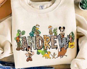 Custom Name Animal Kingdom T-shirt, Personalized Mickey and Friends Lion King Matching Tee, Kids Disneyland Holiday Family Trip Gift