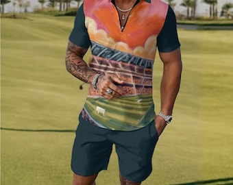 Polo Sportswear Set, Soccer Outfit Men, Football Shirt and Shorts, Activewear