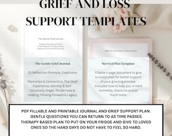 Grief Healing Worksheets PDF, Grief Journal Printable, Bereavement Support, Digital Download