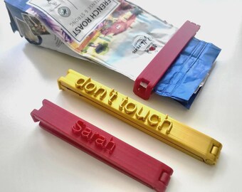 Clip para bolsas personalizado: Sellador de alimentos con nombre personalizado - Organizador de cocina