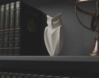Geometric Owl Statue: Modern Minimalist 3D Printed Decor