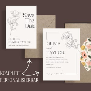 Editable Wedding Invitation Bundle Canva Template, Minimal Wedding Suite, Save the Date, RSVP, Menu, Timeline, Table Number, Wedding program