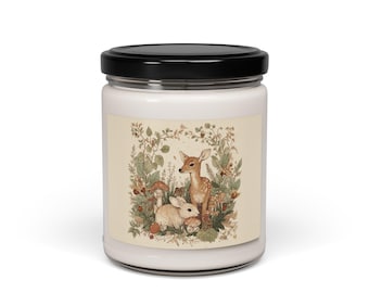 Woodland Deer and Bunny Candle | Soy Jar Candle, 9oz