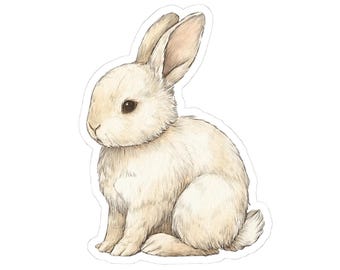 Illustrated Bunny Sticker - soft storybook rabbit for everyday surfaces