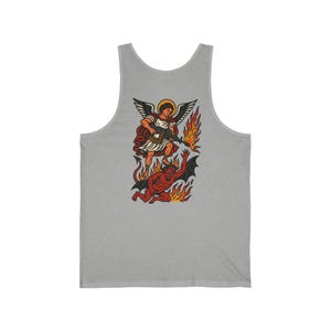 Saint Michael Slayer Tattoo Art Tank | Angel vs Devil Illustration