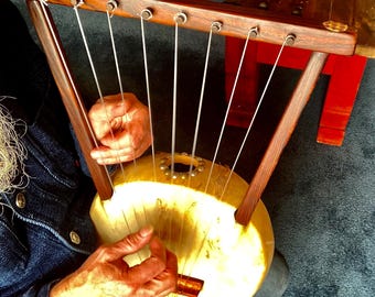 Vintage Gourd Goat Skin 8-String Lyre