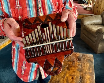 Antike Spanische Zedernbox/Kürbis Kalimba Lamellophone
