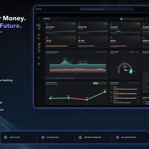 Aplicación de seguimiento de presupuesto y gastos / Panel de control de finanzas personales / Descarga digital.