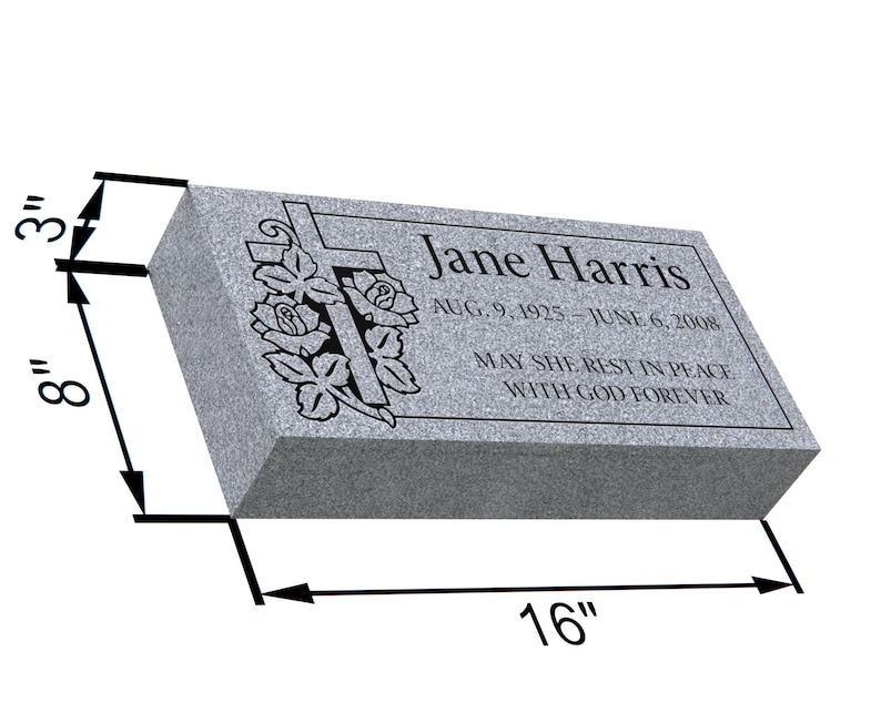 Rectangular Headstone 16x8x3 Slant Granite Headstone Personalized Grave Marker Custom ...
