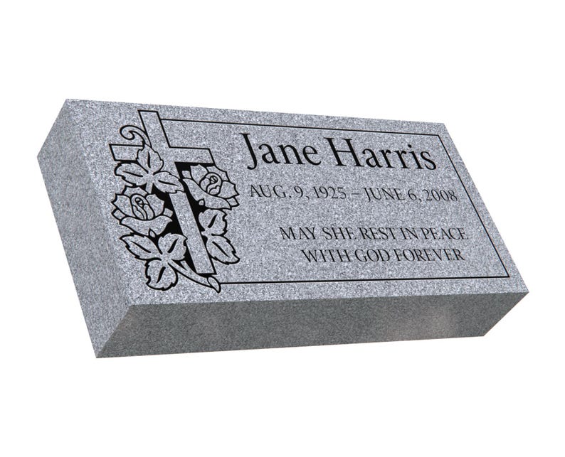 Rectangular Headstone 16x8x3 Slant Granite Headstone Personalized Grave Marker Custom ...