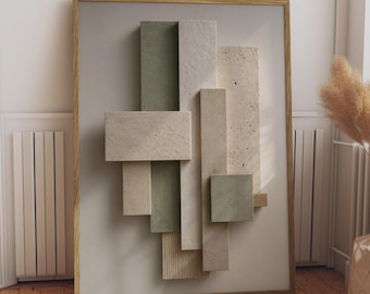 Sage Green Bathroom Wall Art Minimal Texture Print Japandi Neutral Decor Modern Spa Interior