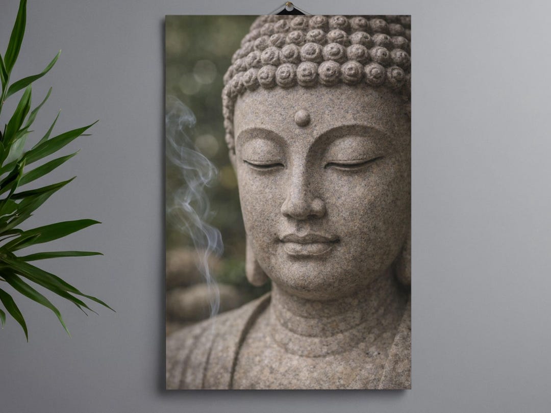 Buddha Wall Art Zen Garden Statue Print, Spa Bathroom Decor, Japandi ...