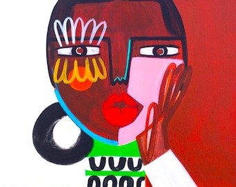 NICOLE: Lámina artística • Decoración de pared negra • Papel de acuarela Giclée de bellas artes