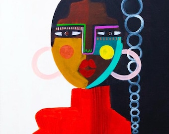 AZIZA: Impresión artística • Decoración de pared negra • Papel de acuarela Giclée de bellas artes