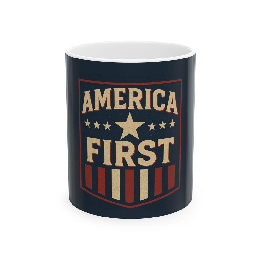 America First Shield Mug | Patriotic Flag Stars Stripes Coffee Cup - Etsy
