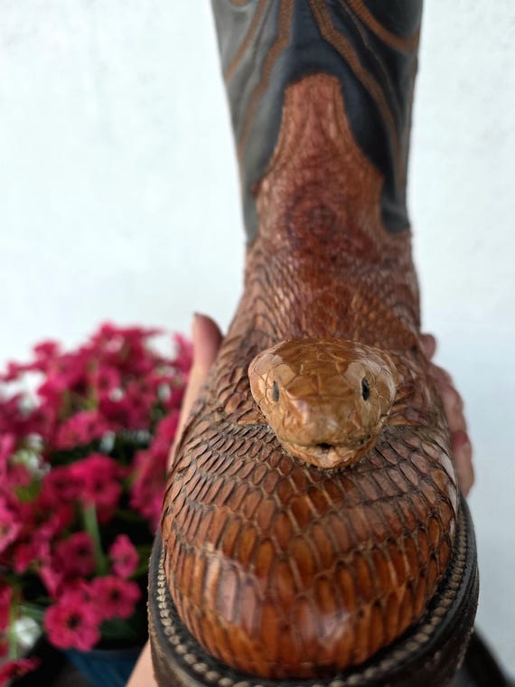 Exotic vintage Snake Head Viper Python Rattlesnak… - image 3
