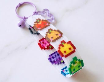 Stardew Valley Junimo Phone Strap & Keychain | Handmade Pixel Art Perler Bead Lanyard with Tether Tab | Video Game Accessory