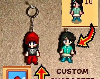 Custom Stardew Valley Character Keychain | Personalized Farmer Pixel Art | Custom Video Game Magnet | Stardew Valley Fan Gift
