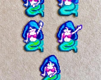 Stardew Valley Mermaid Pixel Art Keychain & Magnet | Night Market Video Game Accessories | Handmade Perler Beads Gift for Cozy Gamers