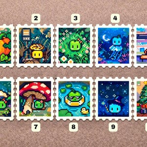 Imán y llavero con sello de Stardew Valley / Cuentas Perler de pixel art hechas a mano / Regalo acogedor para gamers / Decoración para nevera con el gato Junimo / Merchandising de juegos independientes imagen 2