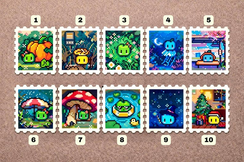 Imán y llavero con sello de Stardew Valley / Cuentas Perler de pixel art hechas a mano / Regalo acogedor para gamers / Decoración para nevera con el gato Junimo / Merchandising de juegos independientes imagen 2