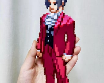Lawyer Game Pixel Art Keychain & Magnet | Handmade Perler Bead Accessories Room Decor | Objection! Gift
