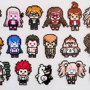 Danganronpa 1 Pixel Art Keychain & Magnet | Monokuma Junko Kyoko | Handmade Perler Bead Accessories Room Decor | Japanese Gamer Gift